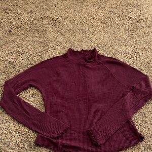 Free People Deep Burgundy Long Sleeve Top
